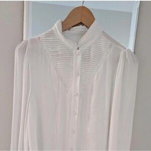 Mango White Button-Up Blouse